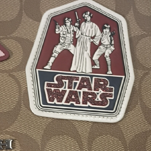 Coach Brown Signature Canvas Toiletry Pouch with Star Wars Patches - Picture 3 of 8